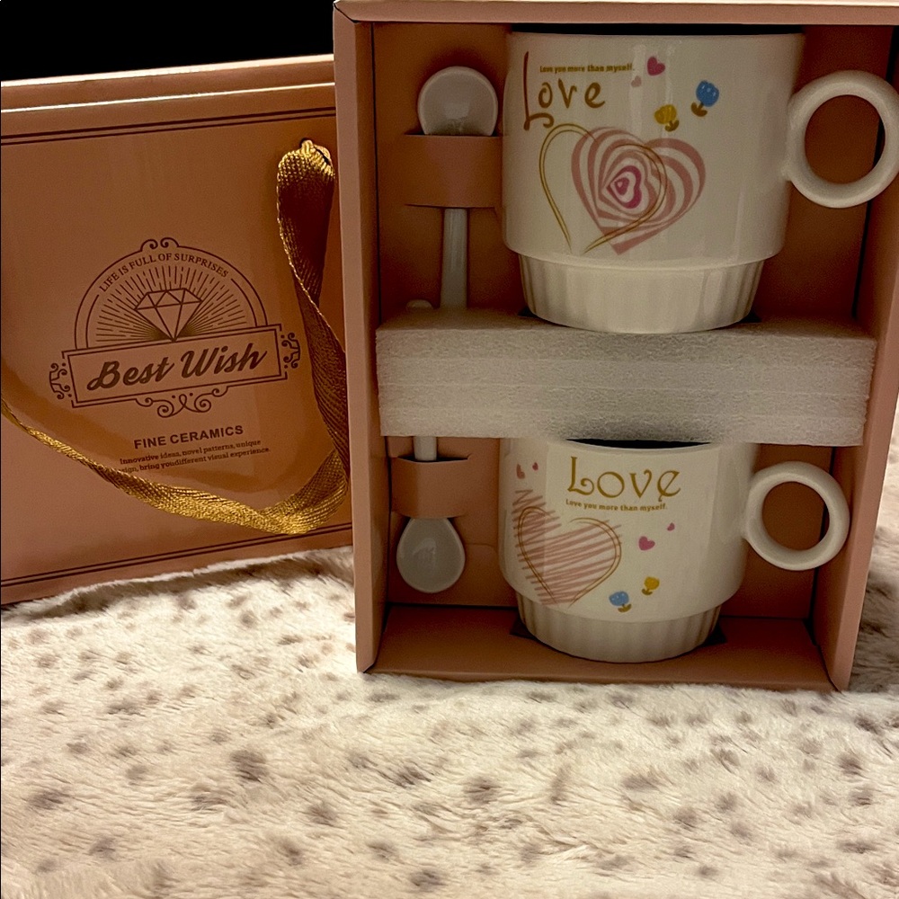 Coffee Mugs Gift Set with Spoon BNIB
